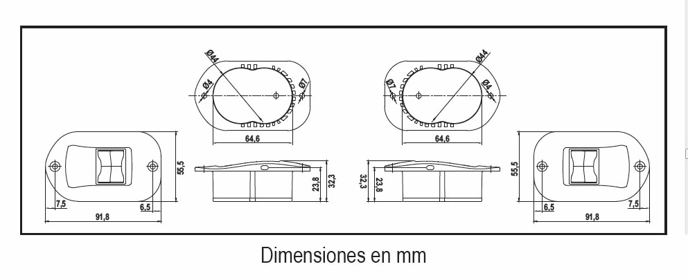 Lalizas Luces Babor-Estribor Montaje Vertical Empotrado FOS LED 12 - Imagen 3
